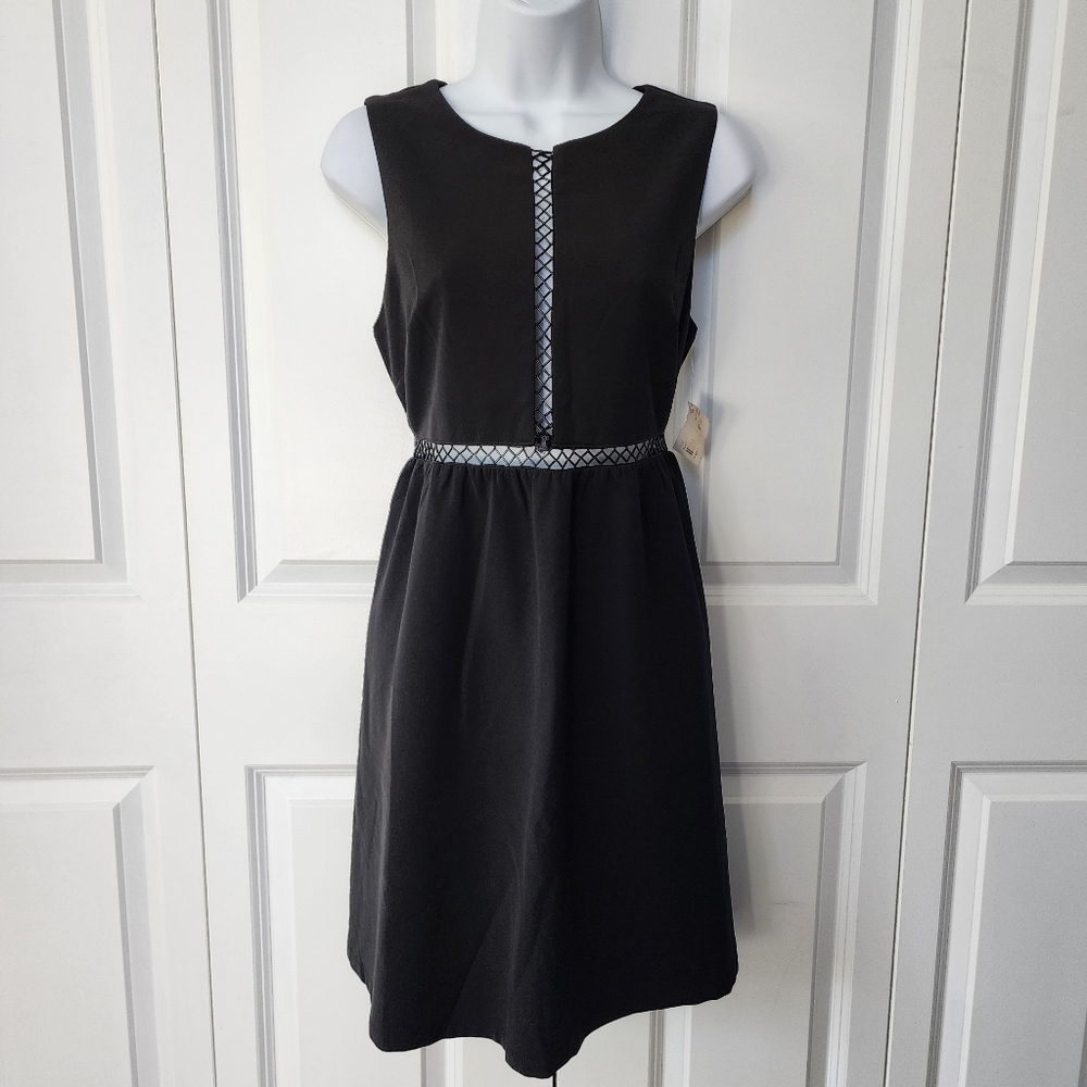 Black Dress with Beaded Peep Thru Panels